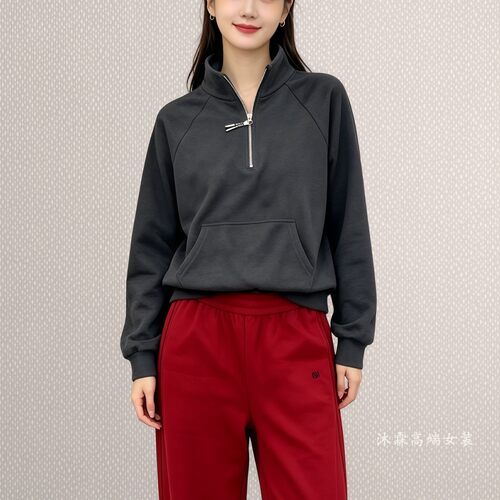 雅姿赏色珊瑚花2026秋冬新款上衣大码显瘦宽松修身百搭t恤衫21020