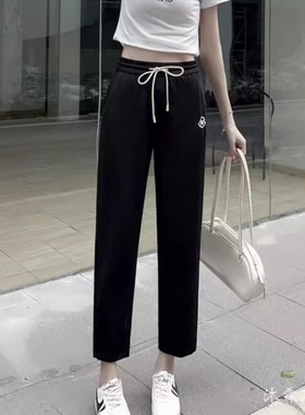 雅姿赏色珊瑚花2025夏季新宽松大码修身显瘦胖M休闲直筒女裤69017