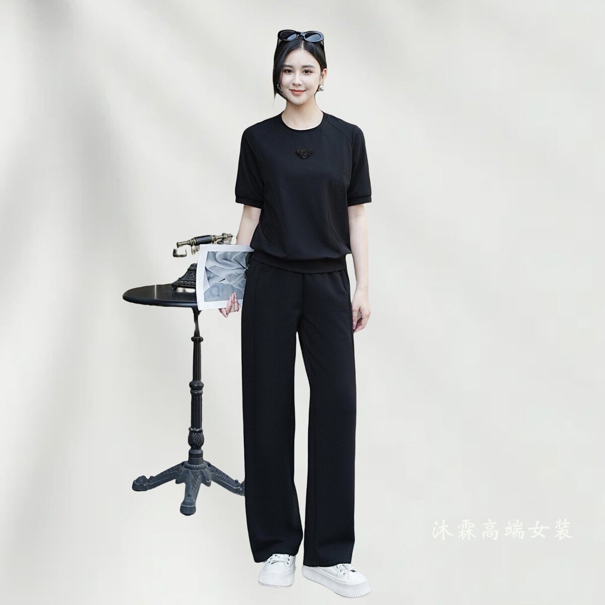 阳龙2025夏季新上衣B25-5305配裤子5037大码显瘦休闲运动两件套装