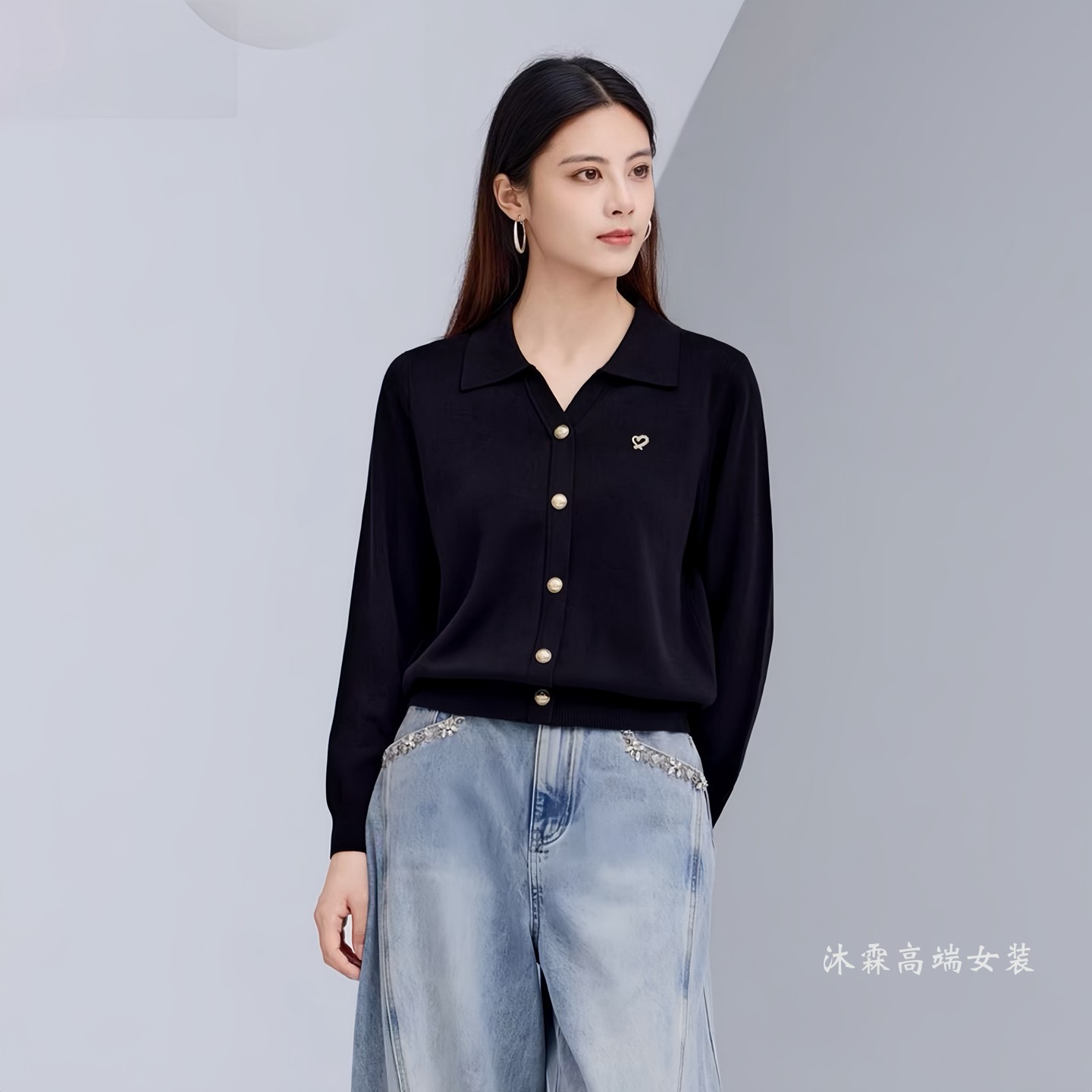 沐紫霖2026秋冬新大码显瘦宽松莱赛尔天丝针织衫女上衣t恤103229