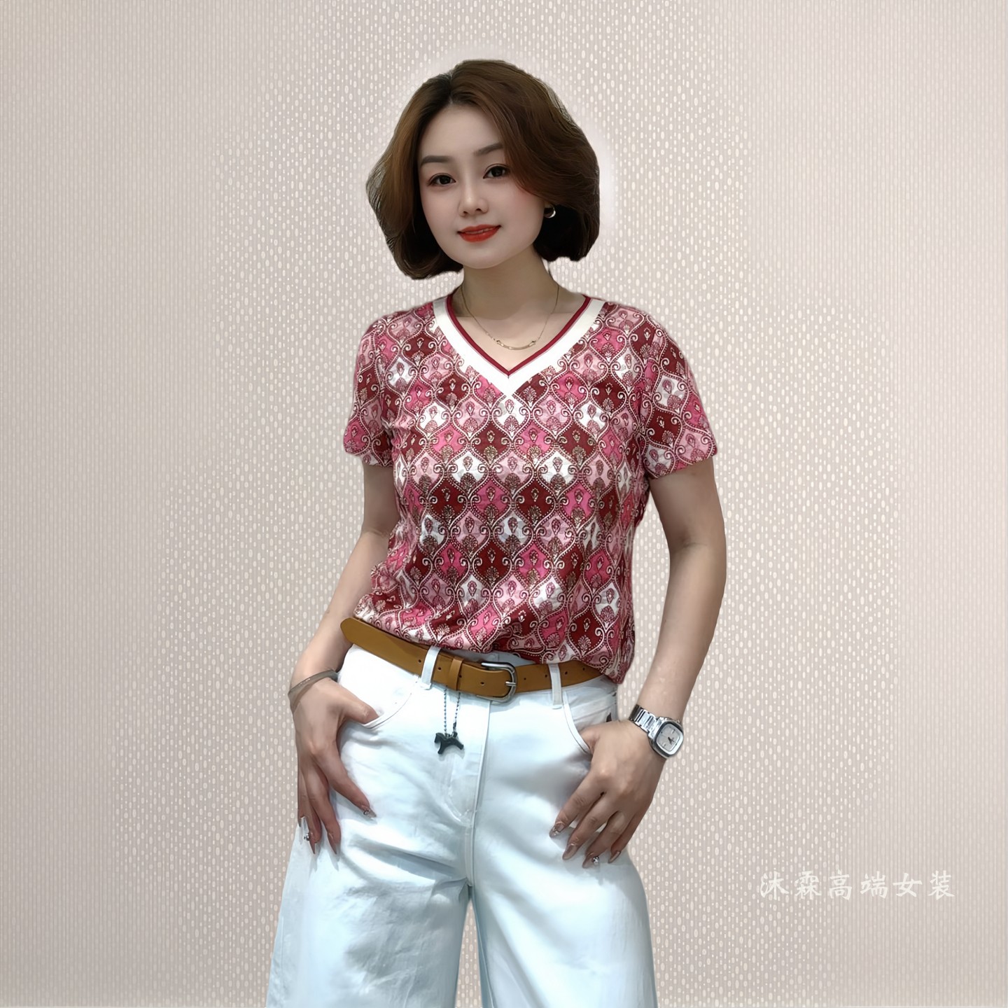 斐斐2026夏季新款宽松大码修身显瘦气质女打底衫百搭上衣T恤2801