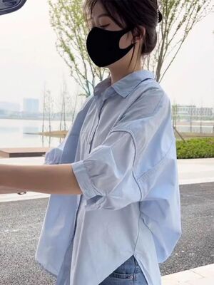 公主袖中性polo领白色短袖衬衫女夏季2026新款气质衬衣休闲宽松潮