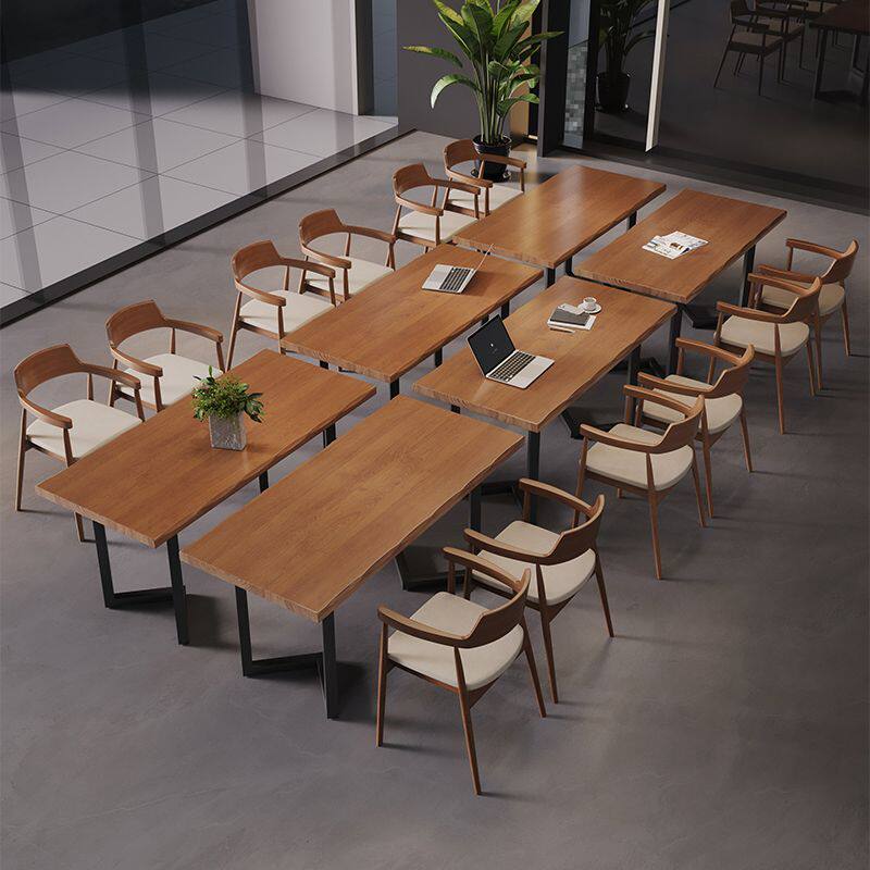 实木培训台长条会议桌办公大型桌椅组合现代洽谈桌工作台2026新款
