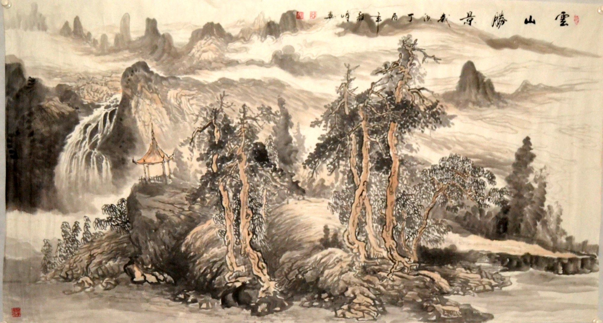 大六尺横幅毅峰国画山水字画客厅淡雅纯手绘原稿风景水墨挂画居家