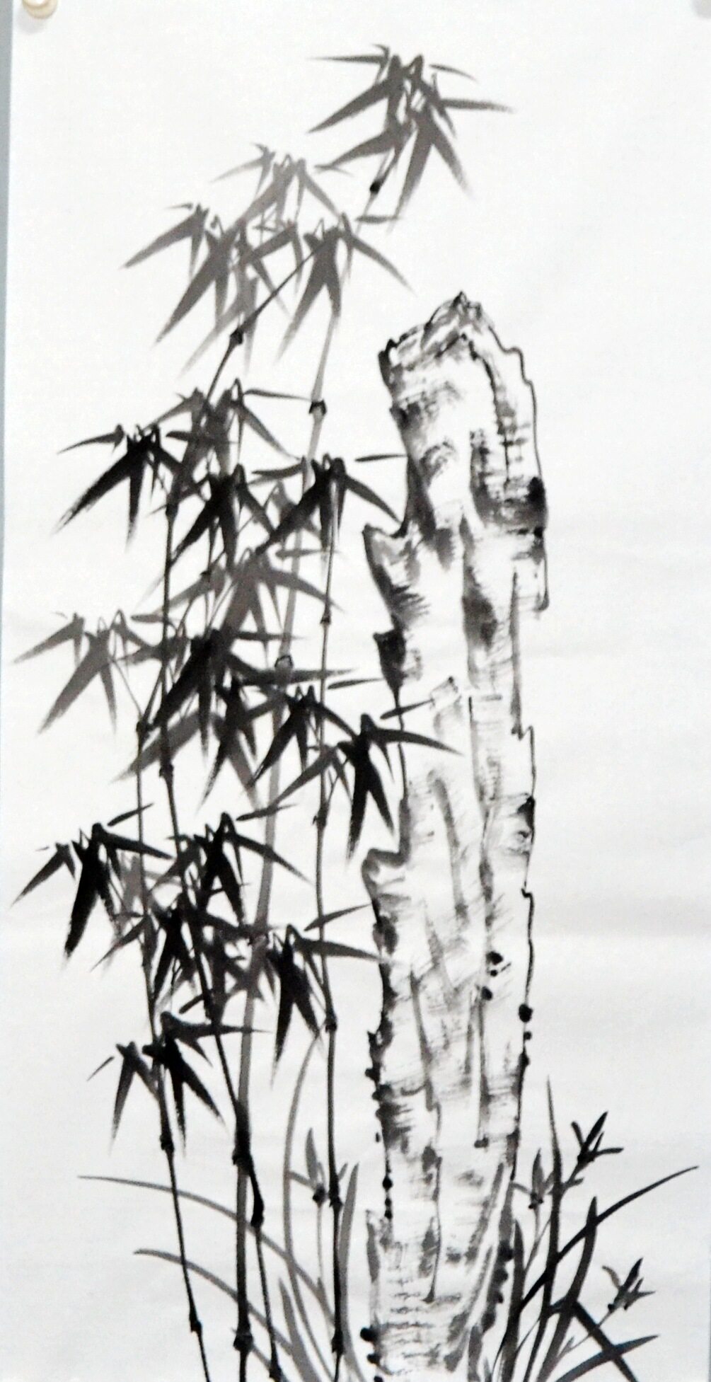 三尺竖幅无款水墨竹子国画花鸟字画客厅手绘原稿装饰书房茶楼挂画