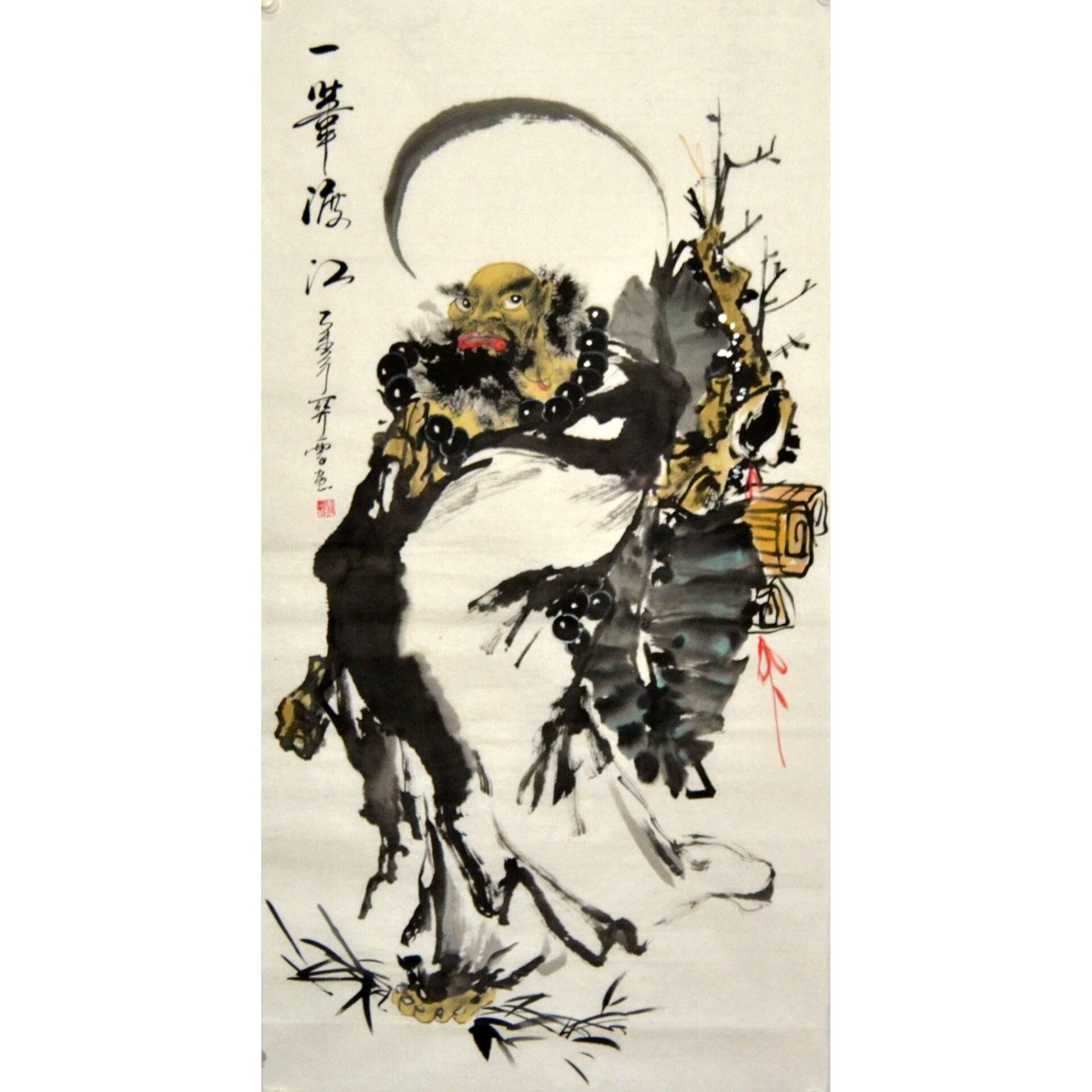 国画字画四尺风水客厅玄关人物竖幅中堂达摩手绘招财装饰中式茶楼