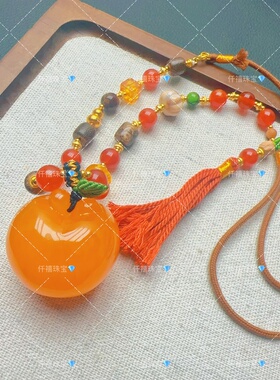 严选二代蜜蜡苹果女项链吊坠蜜蜡吊坠公主琥珀平安挂件锁骨链礼物