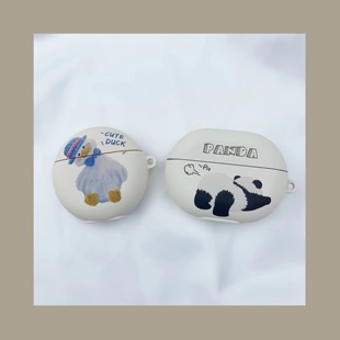 情侣创意熊猫鸭子freebuds4e保护套Pro2适用华为5i无线蓝牙耳机4代磨砂壳4i硅胶防摔pro耳机盒pro3