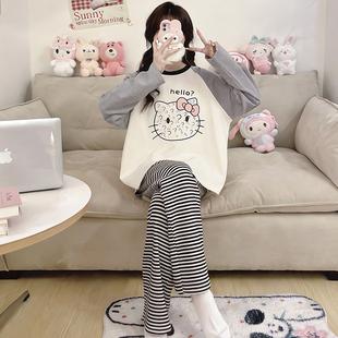 女士睡衣套装HelloKitty秋衣秋裤新款青少年2026年纯棉家居服女款