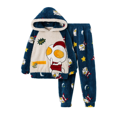 熊猫男孩珊瑚绒分体中大童睡衣