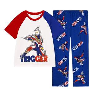 儿童睡衣男童夏套装纯棉短袖长裤小孩卡皮巴拉男孩宝宝家居服夏季