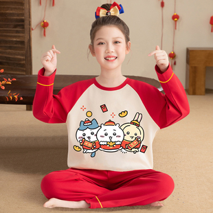 chiikawa小八睡衣女童纯棉内衣2026新款本命年红衣服儿童家居服女