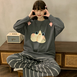 纯棉睡衣女生冬可外穿高级感套装休闲长袖大码2026新款家居服女款