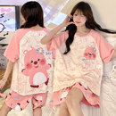 loopy睡衣女夏季 短袖 空调服2025新款 纯棉女士家居服可爱甜妹套装