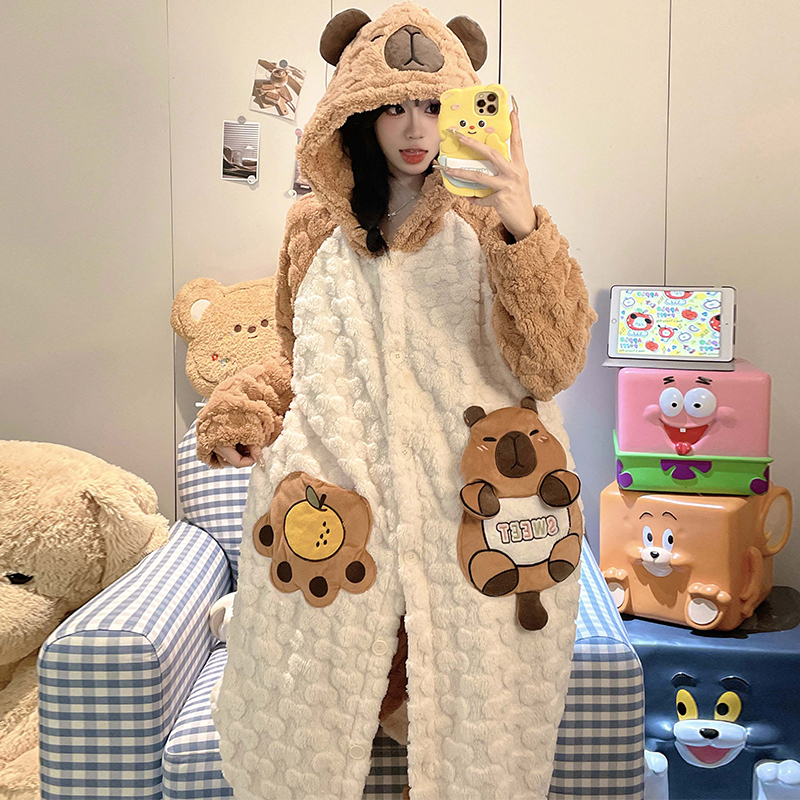 珊瑚绒睡袍女款2025新款冬季可爱
