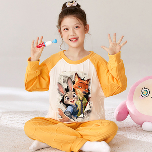 儿童睡衣尼克朱迪2025超火冬装疯狂动物城夹棉可外穿家居服女童装