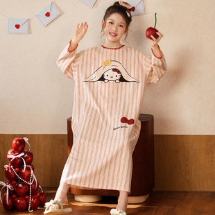 睡裙女春季2026新款公主风女孩儿童家居服HelloKitty纯棉睡衣女童