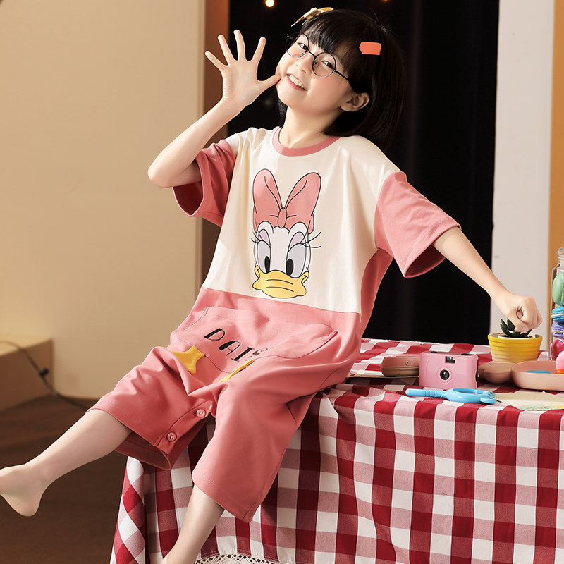 儿童睡衣女孩纯棉夏天薄款公主女童连体衣夏季可爱少女睡裙家居服