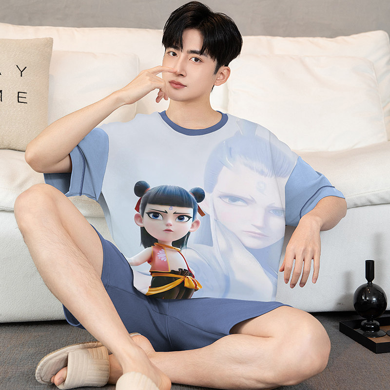 纯棉睡衣男款夏季短袖短裤2025新款两件套装薄款空调服男士家居服