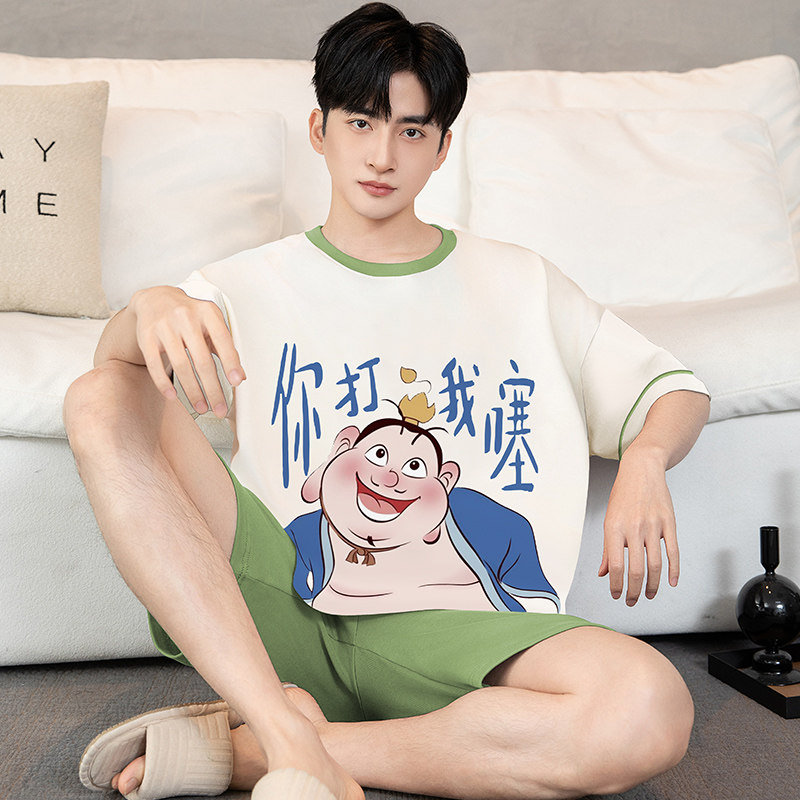 纯棉睡衣男款夏薄款短袖2025新款太乙真人可外穿高级感男士家居服