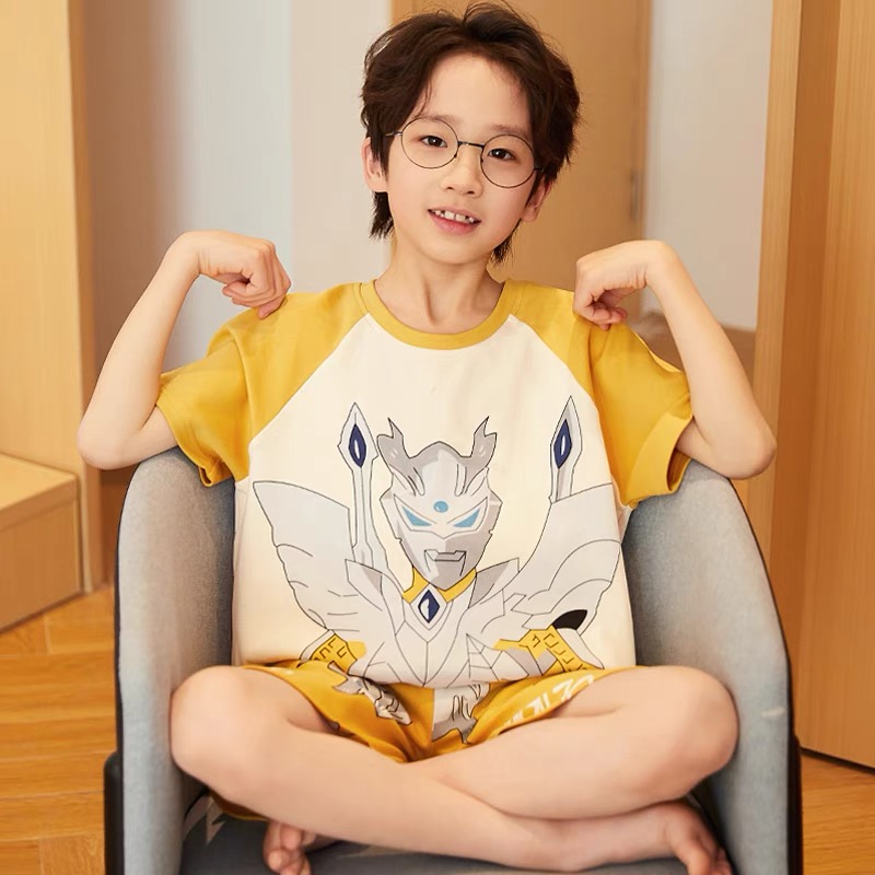 男童睡衣儿童纯棉夏季薄款短袖套装男孩男宝宝家居服2025新款夏装