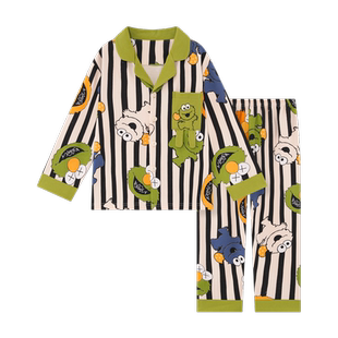 2026春季新款男孩子睡衣卡通儿童纯棉长袖套装男童春秋开衫家居服