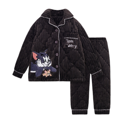 儿童冬季珊瑚绒睡衣加厚保暖套装