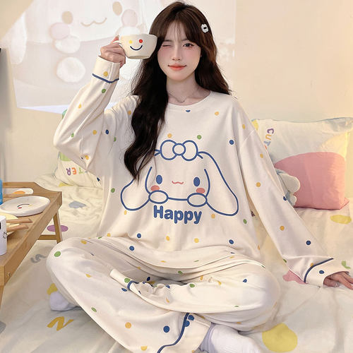 纯棉睡衣女款春秋新款可爱家居服
