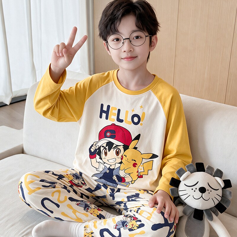 男童睡衣纯棉儿童秋季套装青少年