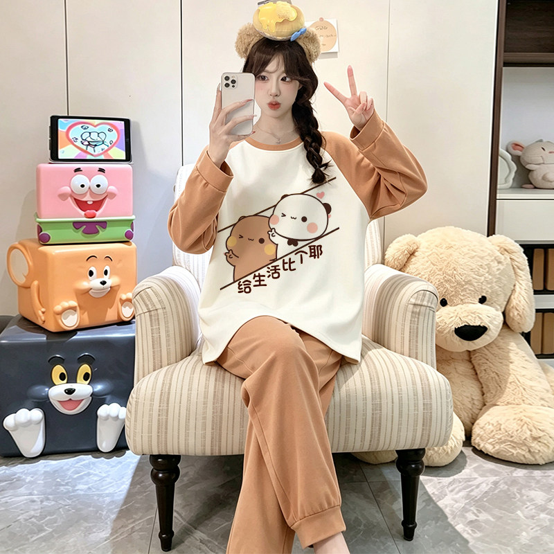 一二布布睡衣女童秋套装纯棉长袖