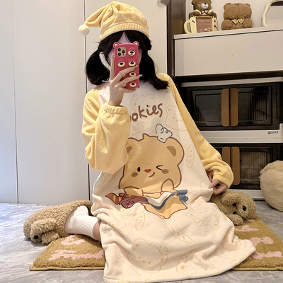 儿童睡裙女孩2025新款秋冬薄绒