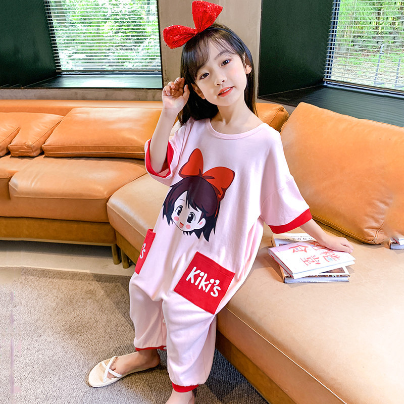 儿童睡衣薄款夏天女童睡裙纯棉中大童夏季女孩公主风连体衣家居服