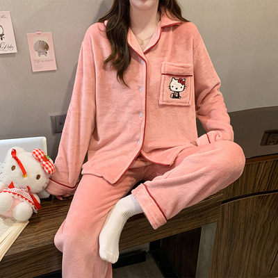 hellokitty睡衣女秋冬套装家居服