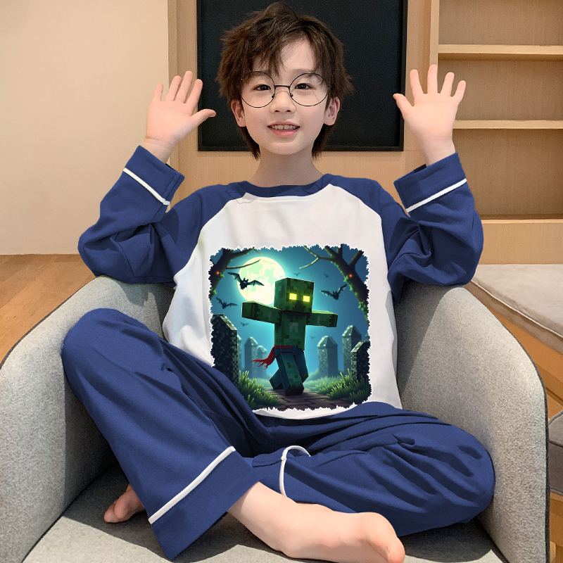 秋季睡衣男童青少年2025超火秋装