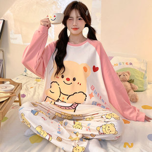 纯棉睡衣女款春秋butterbear黄油小熊可爱甜妹套装秋季女士家居服