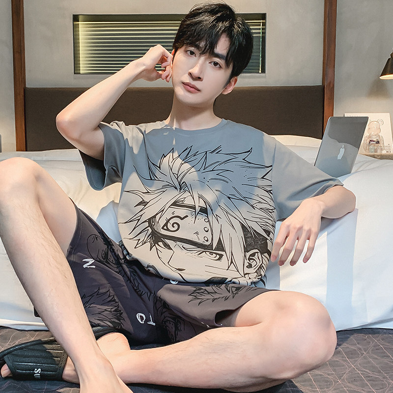 青少年睡衣男夏季2024新款初中生男孩夏装鸣人男大童家居服套装