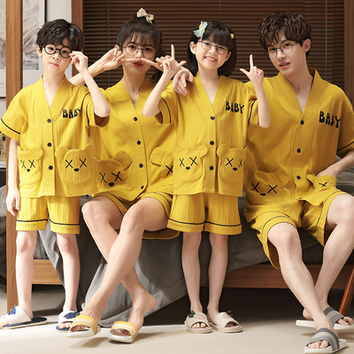 亲子装纯棉夏季新款洋气睡衣短袖