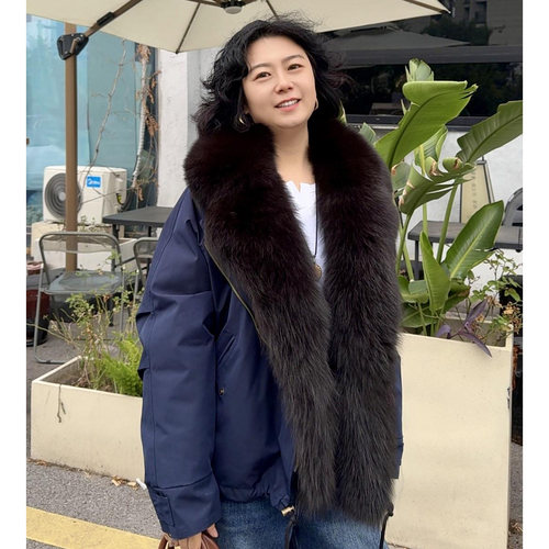 2025冬季新款派克服女中长款狐狸毛领羽绒服保暖加厚欧洲站年轻款