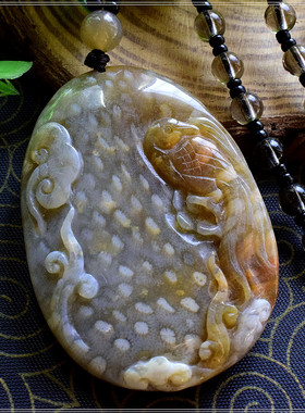 天然全玉化英明神武雕件