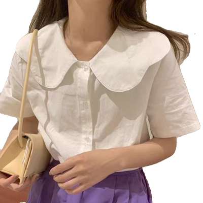 小个子娃娃领甜美衬衫女ins韩