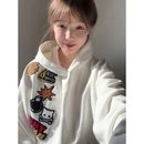 oversize高街刺绣连帽卫衣女春秋2025新款 美式 潮牌情侣慵懒风外套