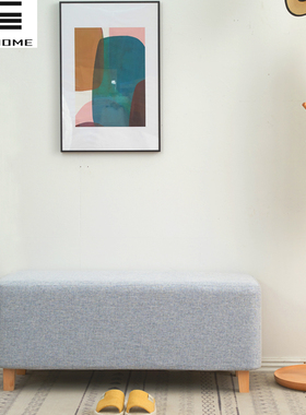 实木长方形换鞋凳卧室布艺床尾凳简约服装店沙发凳子试衣间长条凳