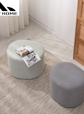 北欧创意椭圆梳妆凳布艺沙发凳试衣间凳子门厅换鞋凳客厅茶几矮凳