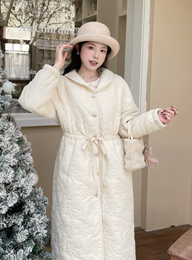 MOBAI自制【冬夜书信】复古刺绣收腰棉服女冬季保暖长款棉衣外套