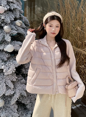 MOBAI默白【冬日蜜语】针织立领90白鸭绒排骨羽绒服轻薄款外套女