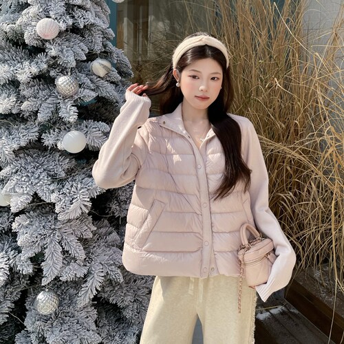 MOBAI默白针织排骨羽绒服外套女