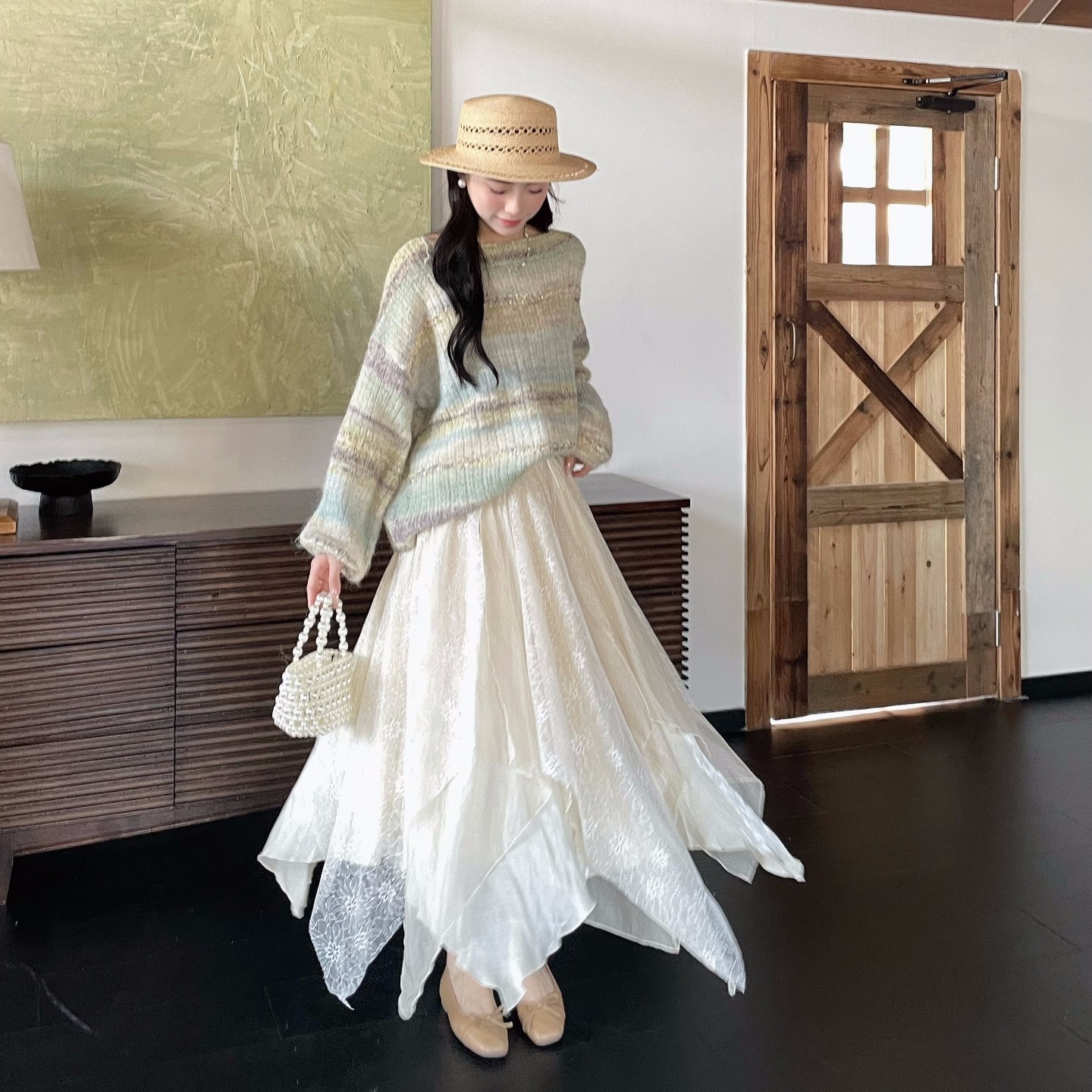 MOBAI默白 法式重工不规则拼接半身裙女秋季浪漫大摆飘逸感花瓣裙,女装/女士精品,半身裙,淘宝优惠券,粉丝福利购,淘宝优惠卷