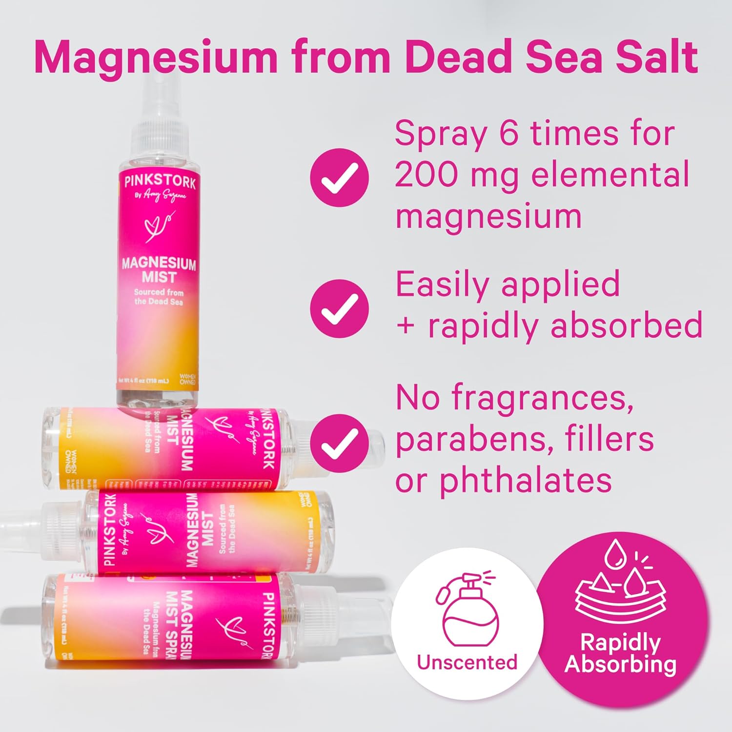 美国直邮 Pink Stork Magnesium Spray Mist纯氯化镁喷雾孕妇使用