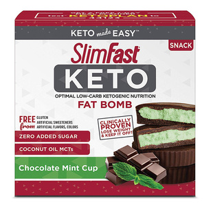 美国直邮 SlimFast Keto Fat Bomb 薄荷杯生酮低碳代餐棒14包