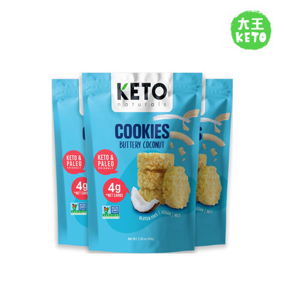 美国直邮 Real Naturals Keto Cookies 奶油椰子生酮饼干MCT 3包